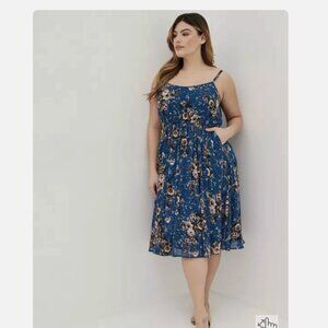 Torrid Midi Pleated Floral Dress 3X